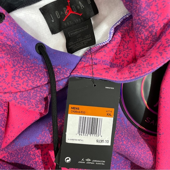 NWT Mens Nike Air Jordan PSG Tie-Dye Pullover Hoodie Size 2XL CK9649-510 Warm - Picture 16 of 16